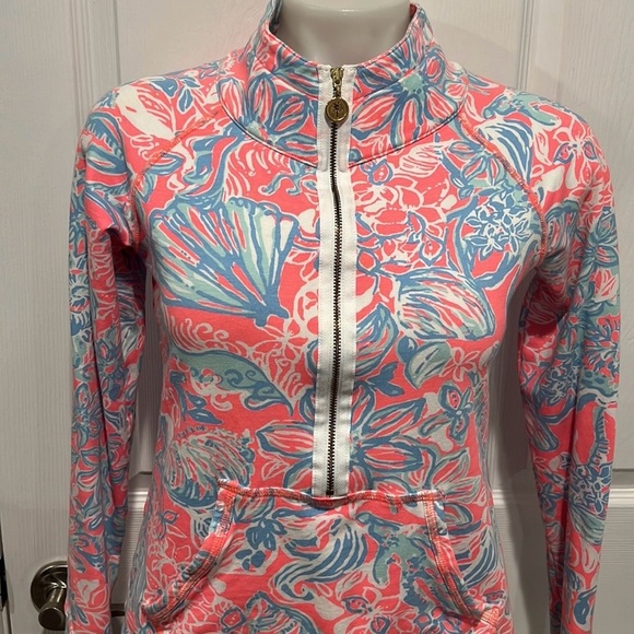 Lilly Pulitzer skipper 1/4 zip pullover in pink sun ray summer size XS - Picture 3 of 10